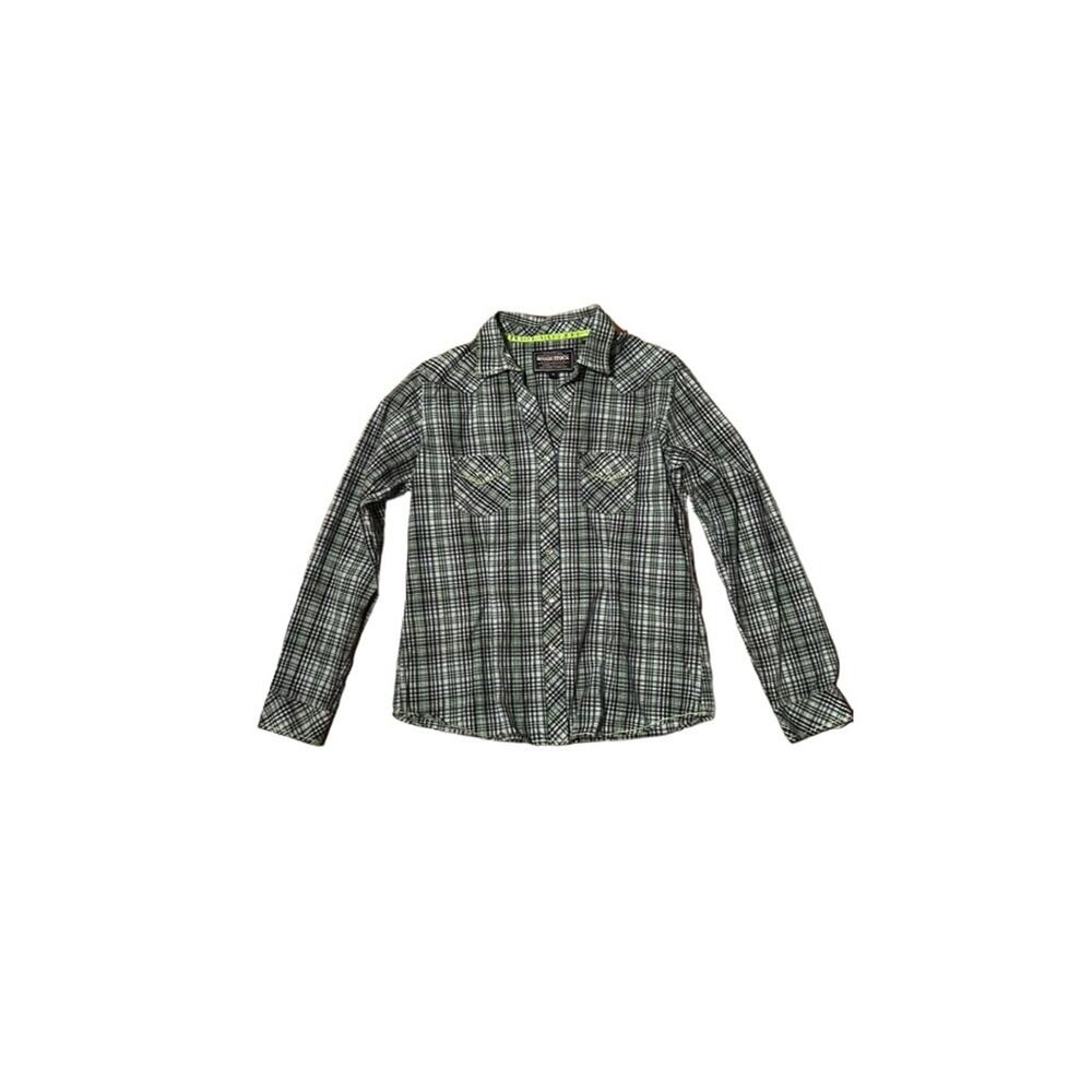 Roughstock Panhandle Button Up Shirt Womens Medium Blue Green Pattern